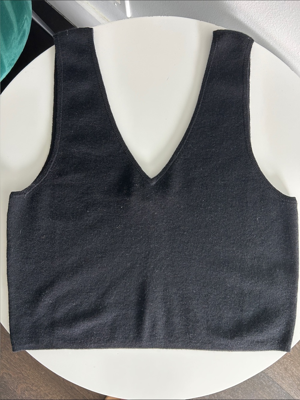 NakedCashmere Black V-Neck Knit Crop Tank Top